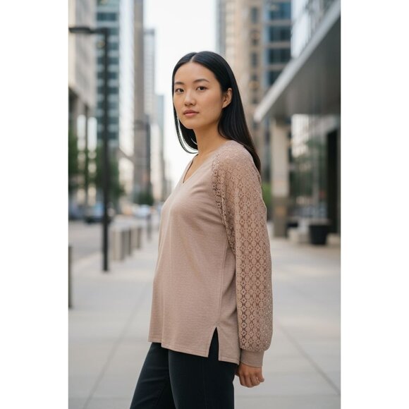 NEW AUTOMET Womens M Long Sleeve Shirt Fall Fashion Tops Brown Dressy Casual - Picture 1 of 5